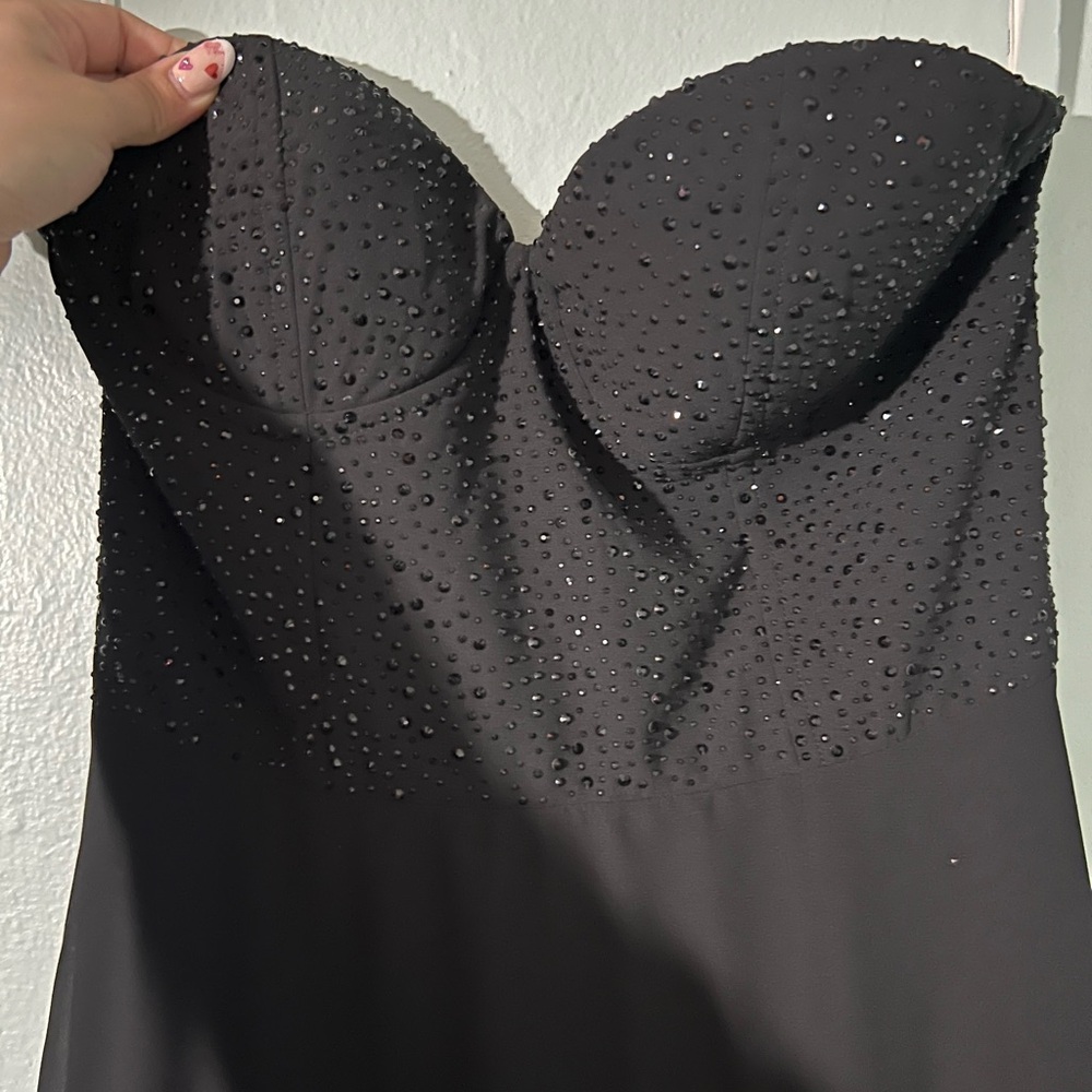 Lulu’s Black Rhinestone Floor Length Dress - Picture 6 of 7